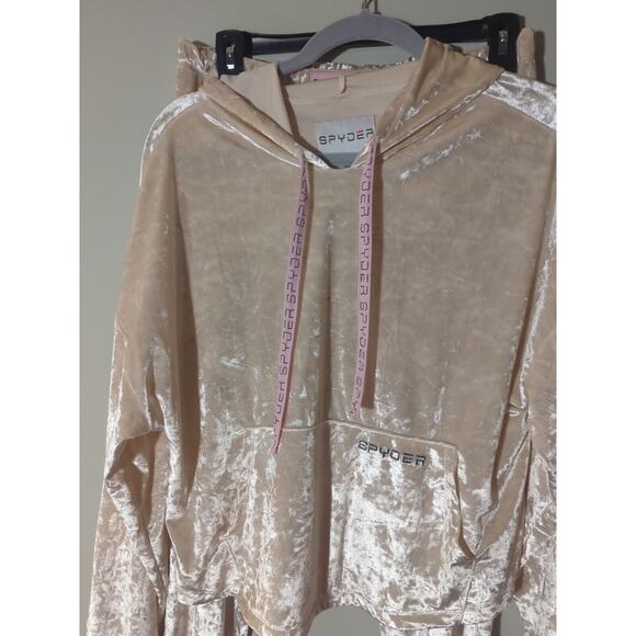 Spyder Pajamas Loungewear Ivory Velour Shiny L Women’s Comfy - Picture 3 of 9